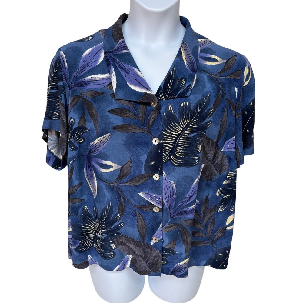 Vintage Tropical Print Short Sleeve Button Down Shirt size 16W - Picture 4 of 9